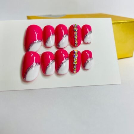 Best press on nails in translucent pink with diamond